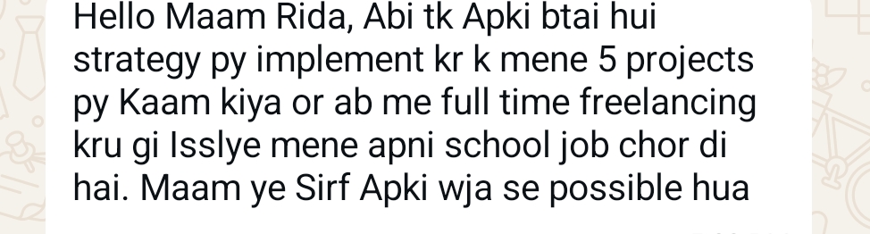 WhatsApp message from a Skilled Sisters student sharing her client results (2)